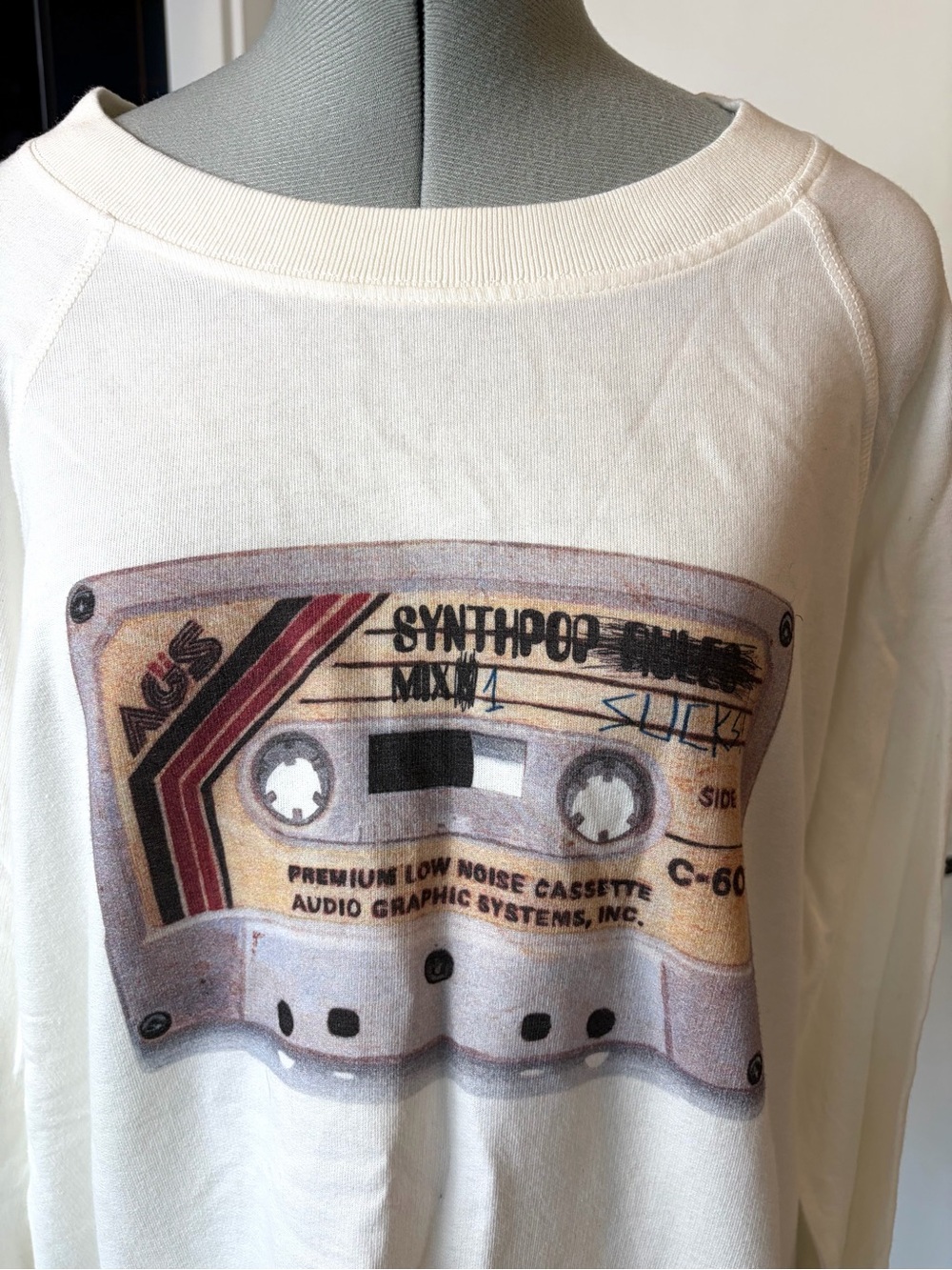 Band Of Outsiders Crewneck Sweatshirt w/Cassette Tape graphic, SynthPop, XL, EUC - Picture 4 of 14